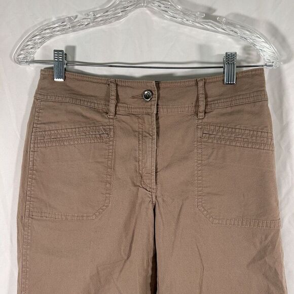 Chico's Shorts Women's 4 Tan Pockets Mid Rise Cotton Blend Button Zip - Picture 2 of 9